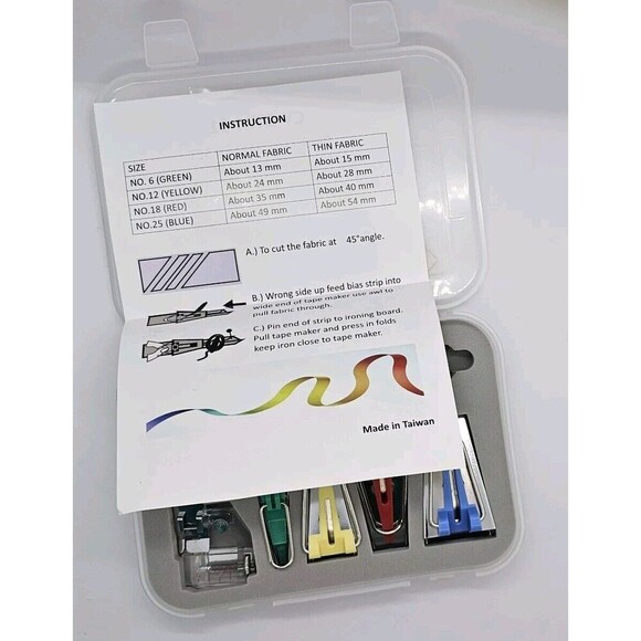 7pc Bias Tape Binder Maker Set Case Sewing Notion ,Quilting, 1",3/4", 1/2", 1/4" - Picture 5 of 5